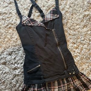 Rare Lip Service Plaid Punk Denim Mini Dress